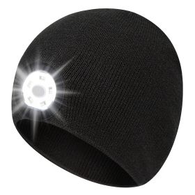 Light Knitted Hat With 5 LED Strong Lights; Lighting Warning Lights; Suitable For Outdoor Night Running And Fishing