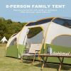 8 Person Tent for Camping, Waterproof Windproof Family Tent with Rainfly, Divided Curtain Design for Privacy Space, Portable