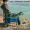 Fishing Chair with Rod Holder and Cooler, All Terrain Ice Fishing Chair with Adjustable Feet, Mesh Back with Shoulder Strap