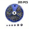 106/205pcs Round Split Shot Weights Set; Removable Split Shot Dispenser; Fishing Weights Sinkers; Fishing Tackle Accessories