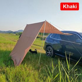 Outdoor Camping Car Awning Shade Sail Car Tail/Side Tent Canopy Sunscreen 210D Oxford Cloth PU2000 Waterproof Sunshade (Color: Khaki, size: 440X200CM)