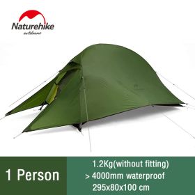 Naturehike Cloud Up Camping Tent Hiking Outdoor Family Beach Shade Waterproof Camping Portable 1 2 3 person Backpacking Tent (Color: 1 man - Army Green)